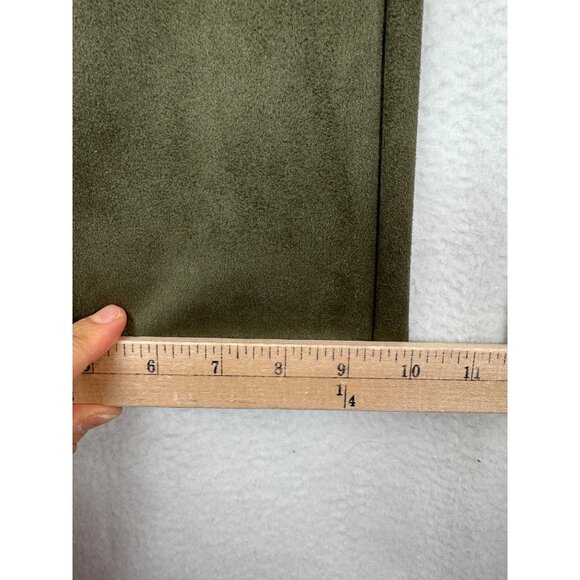 Nanette Lepore Kick Crop Suede Pants 90s Olive sz XL - Picture 8 of 9